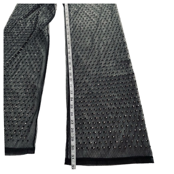 SHEIN - NWT Rhinestone Detail Contrast Mesh Flare Leg Pants - Large - Picture 9 of 16